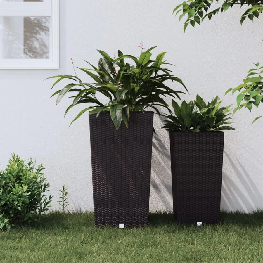 Jardinière et intérieur amovible marron 21 /49 L rotin PP