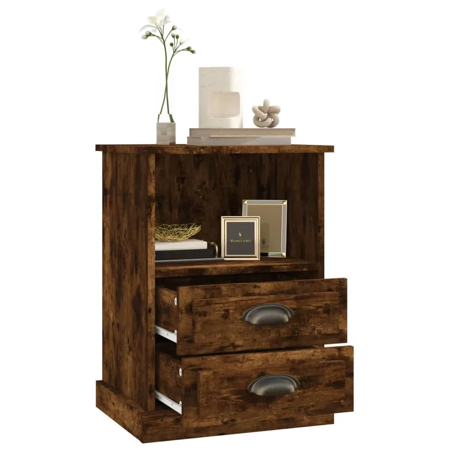 Table de chevet chêne fumé 43x36x60 cm - 5