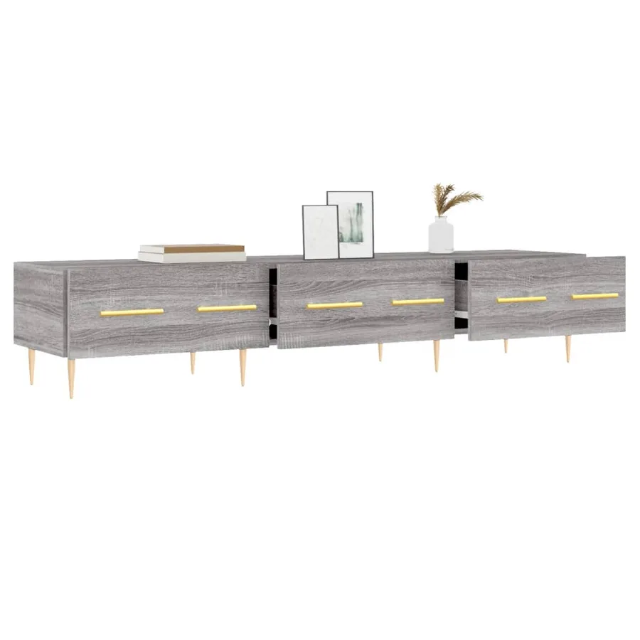 Meuble TV sonoma gris 150x36x30 cm bois d'ingénierie - 4