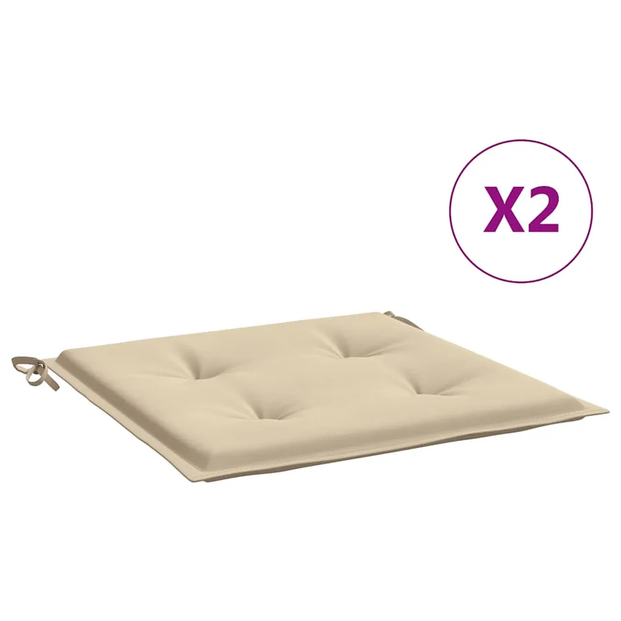 Coussins de chaise de jardin lot de 2 beige 50x50x4 cm - 2