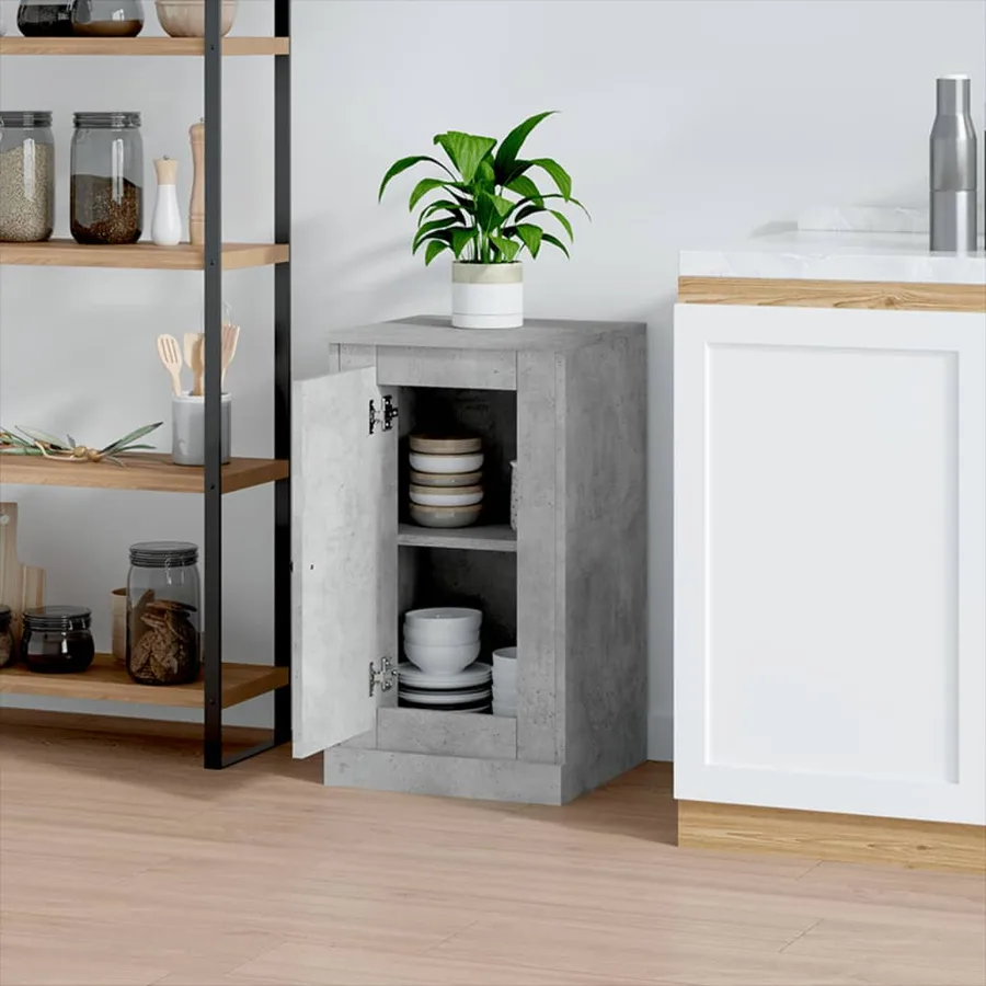 Buffet gris béton 37,5x35,5x67,5 cm bois d'ingénierie - 3