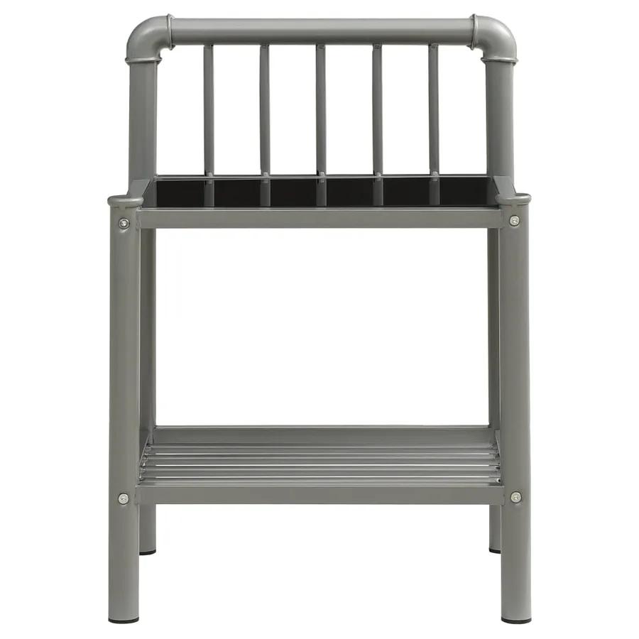 Tables de chevet 2 pcs Gris et noir Métal et verre - 3