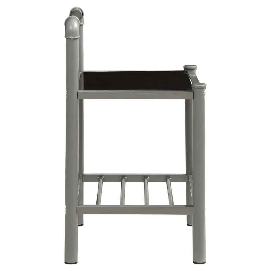 Tables de chevet 2 pcs Gris et noir Métal et verre - 4