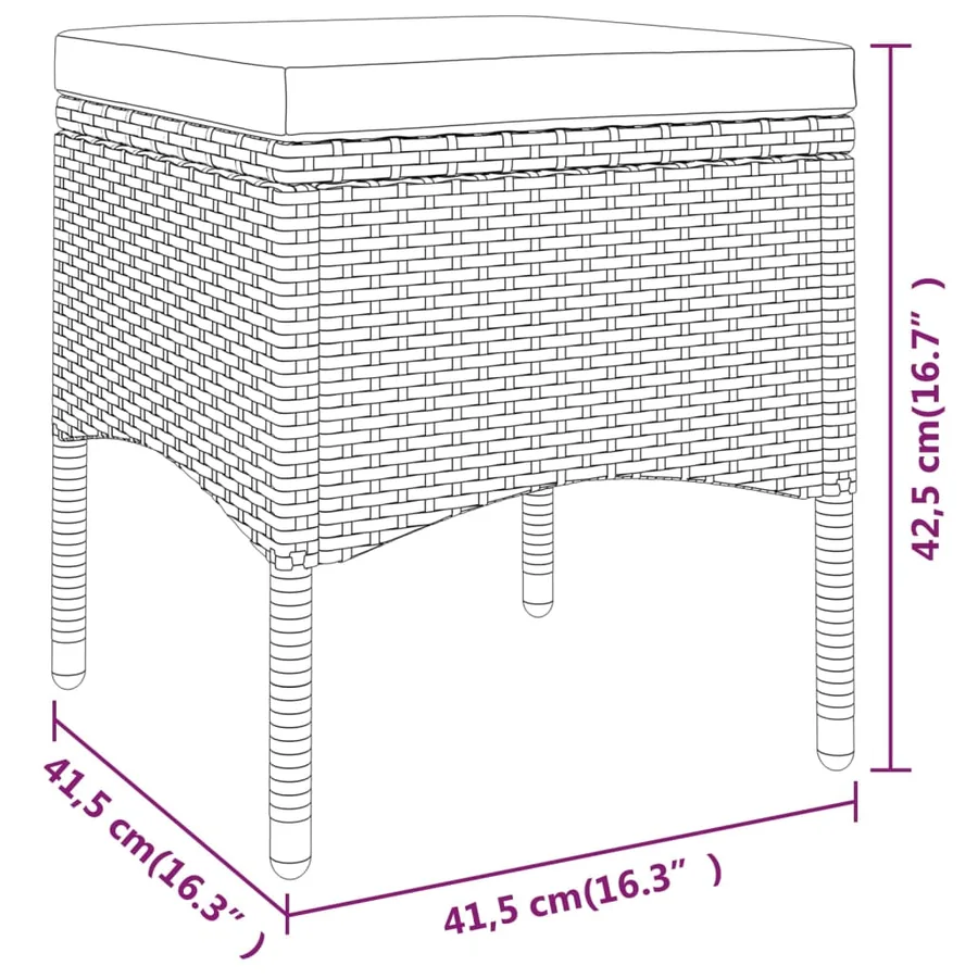Jeu de chaise et tabouret de jardin 4 pcs Résine tressée Gris - 12