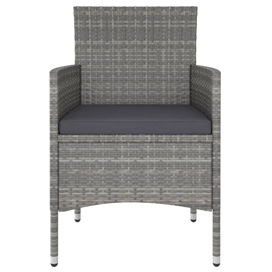Jeu de chaise et tabouret de jardin 4 pcs Résine tressée Gris - 4