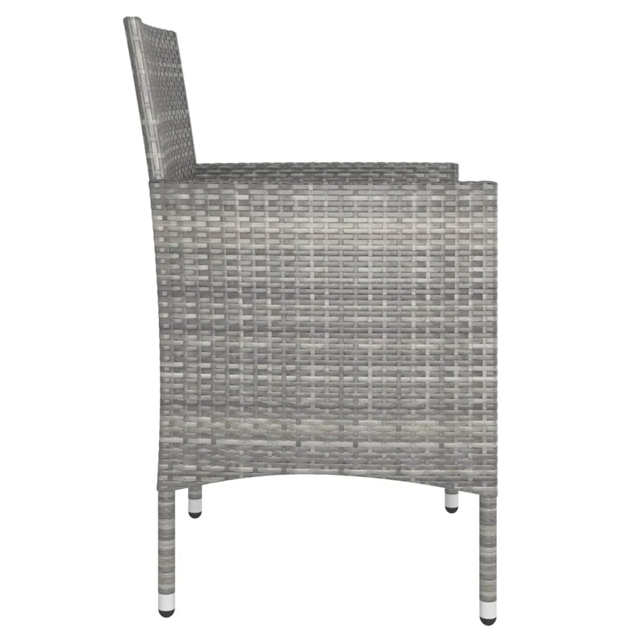 Jeu de chaise et tabouret de jardin 4 pcs Résine tressée Gris - 5