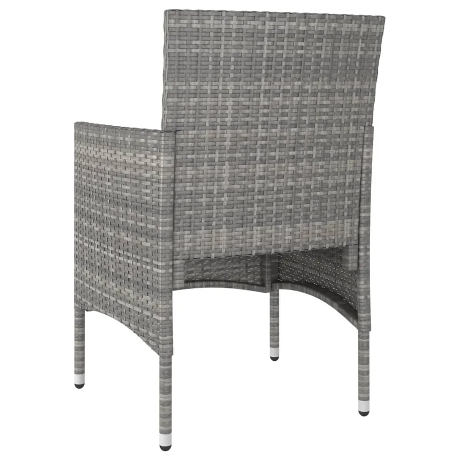 Jeu de chaise et tabouret de jardin 4 pcs Résine tressée Gris - 6