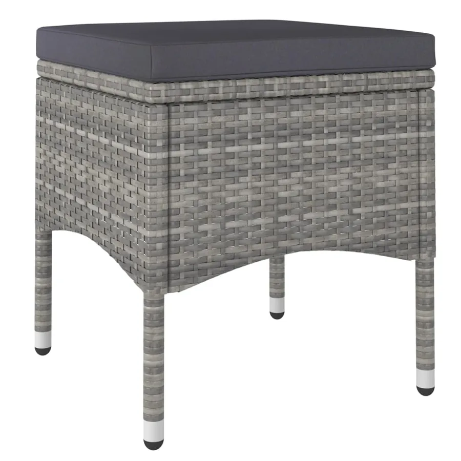 Jeu de chaise et tabouret de jardin 4 pcs Résine tressée Gris - 7