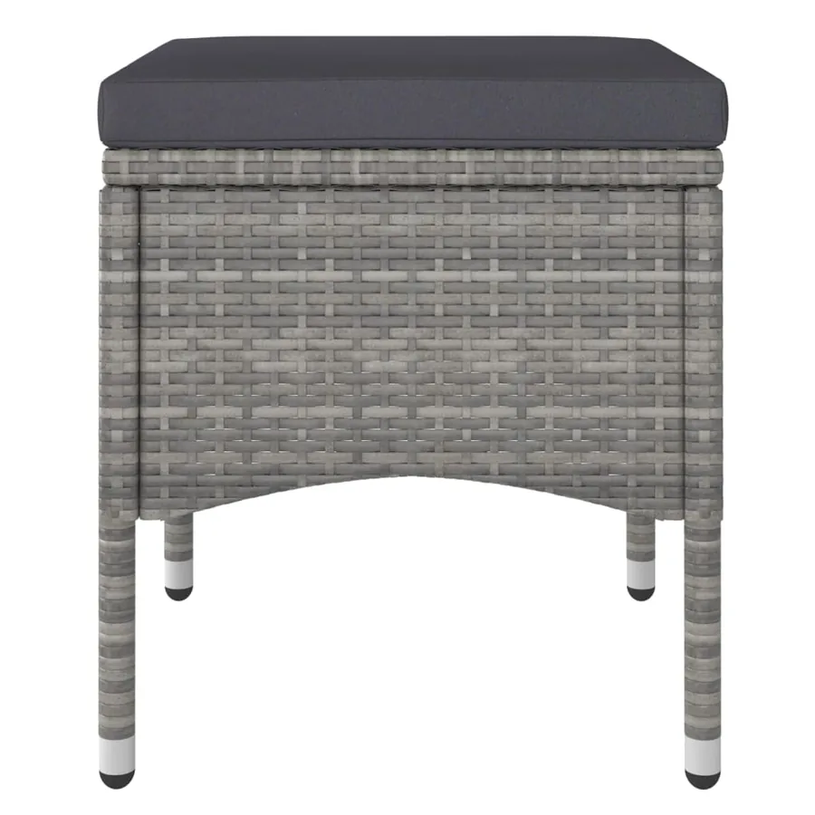 Jeu de chaise et tabouret de jardin 4 pcs Résine tressée Gris - 8