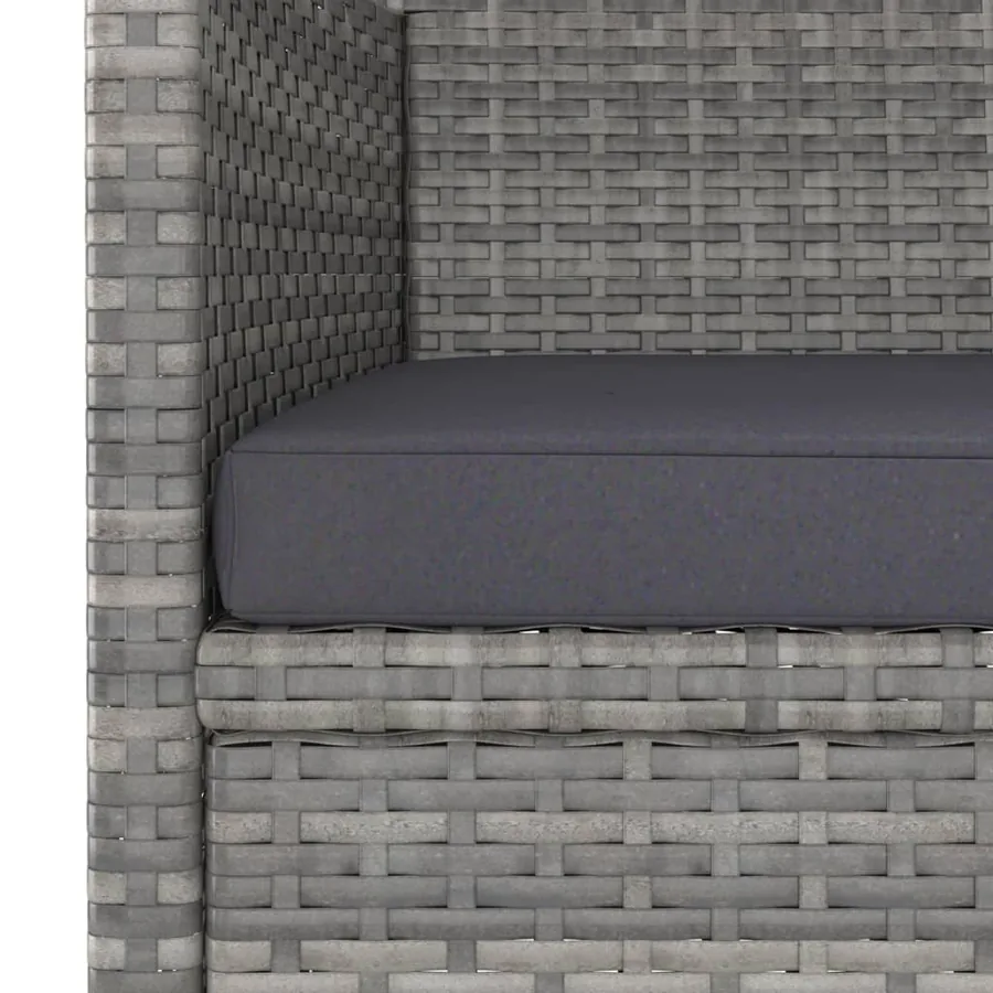Jeu de chaise et tabouret de jardin 4 pcs Résine tressée Gris - 9