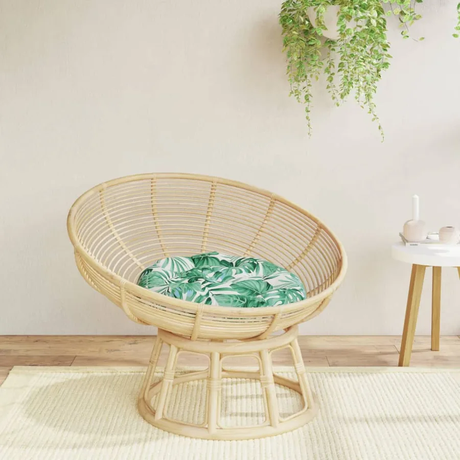 Coussin rond à motif de feuilles Ø 60 x11 cm tissu oxford