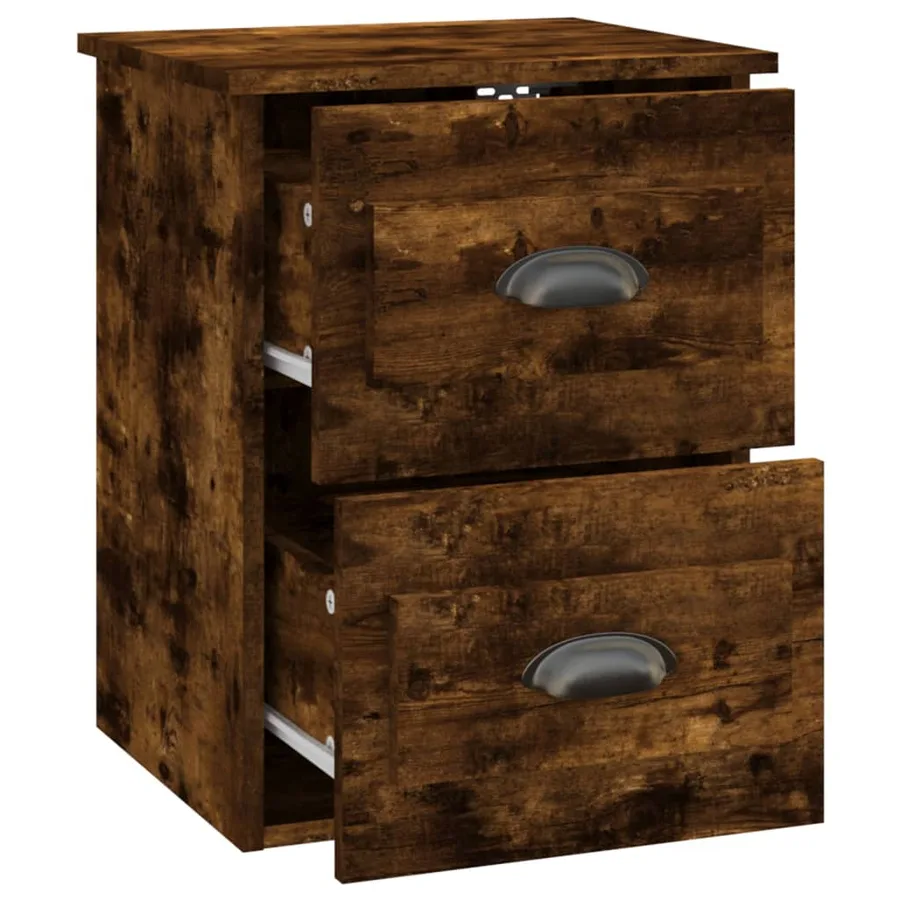 Table de chevet murale chêne fumé 41,5x36x53 cm - 6