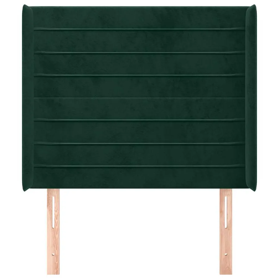 Tête de lit avec oreilles Vert foncé 103x16x118/128 cm Velours - 3