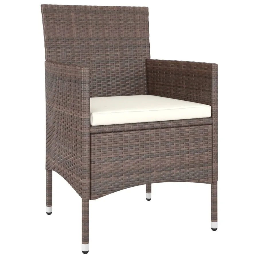Jeu de chaise et tabouret de jardin 4 pcs Résine tressée Marron - 3