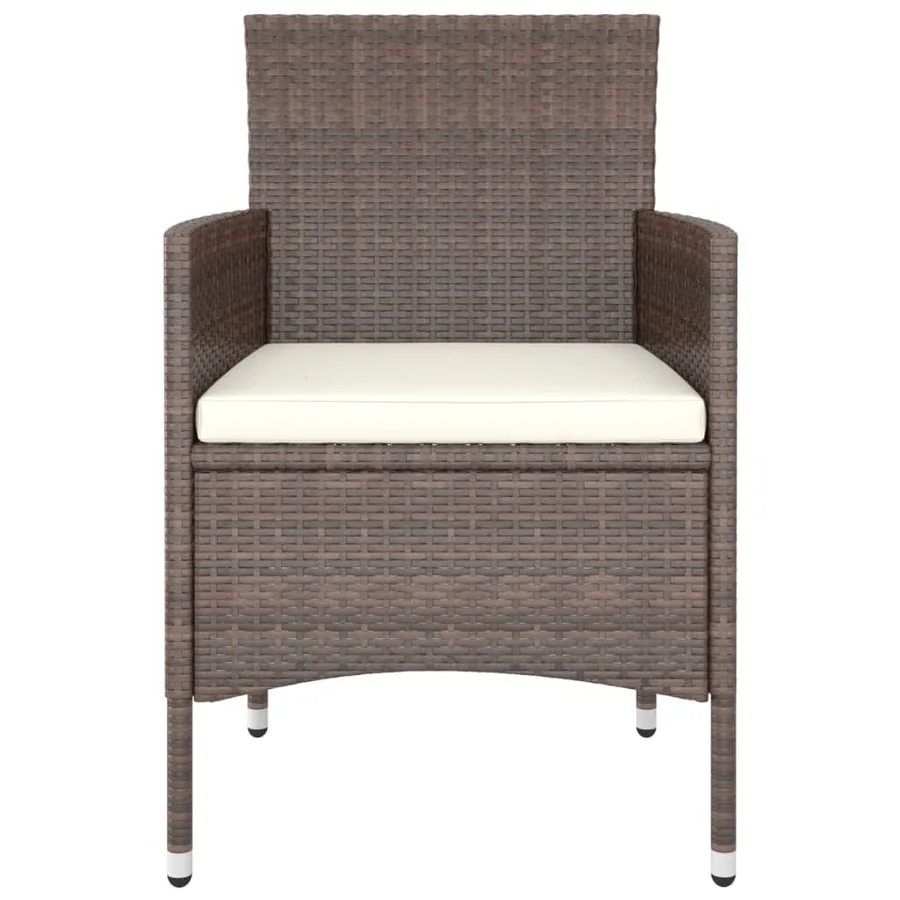 Jeu de chaise et tabouret de jardin 4 pcs Résine tressée Marron - 4