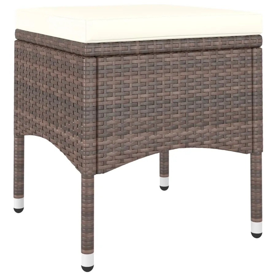 Jeu de chaise et tabouret de jardin 4 pcs Résine tressée Marron - 7