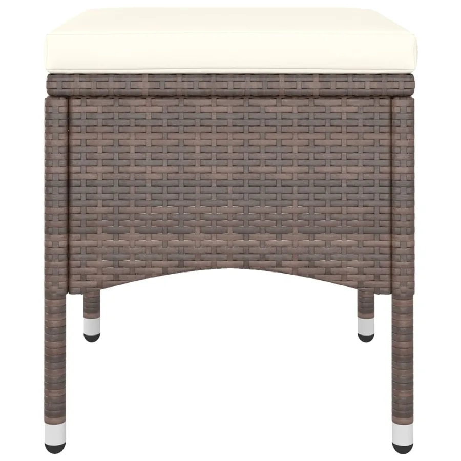 Jeu de chaise et tabouret de jardin 4 pcs Résine tressée Marron - 8