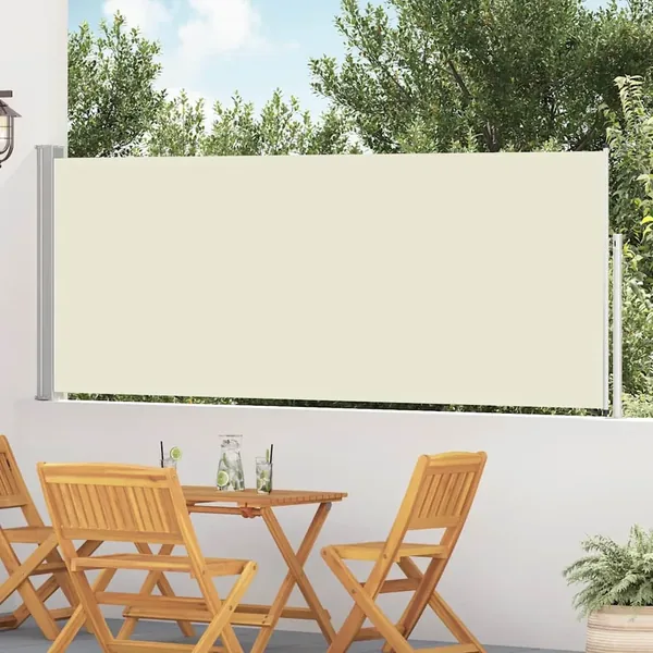 Auvent latéral rétractable de patio 120x500 cm Crème