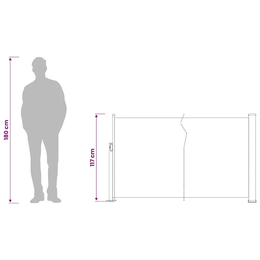 Auvent latéral rétractable de patio 120x500 cm Crème - 13