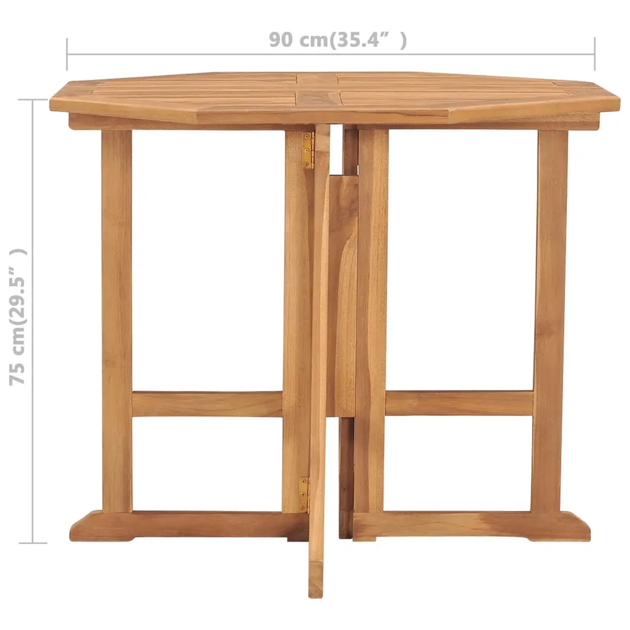 Table à dîner pliable de jardin Ø90x75 cm Bois de teck solide - 7