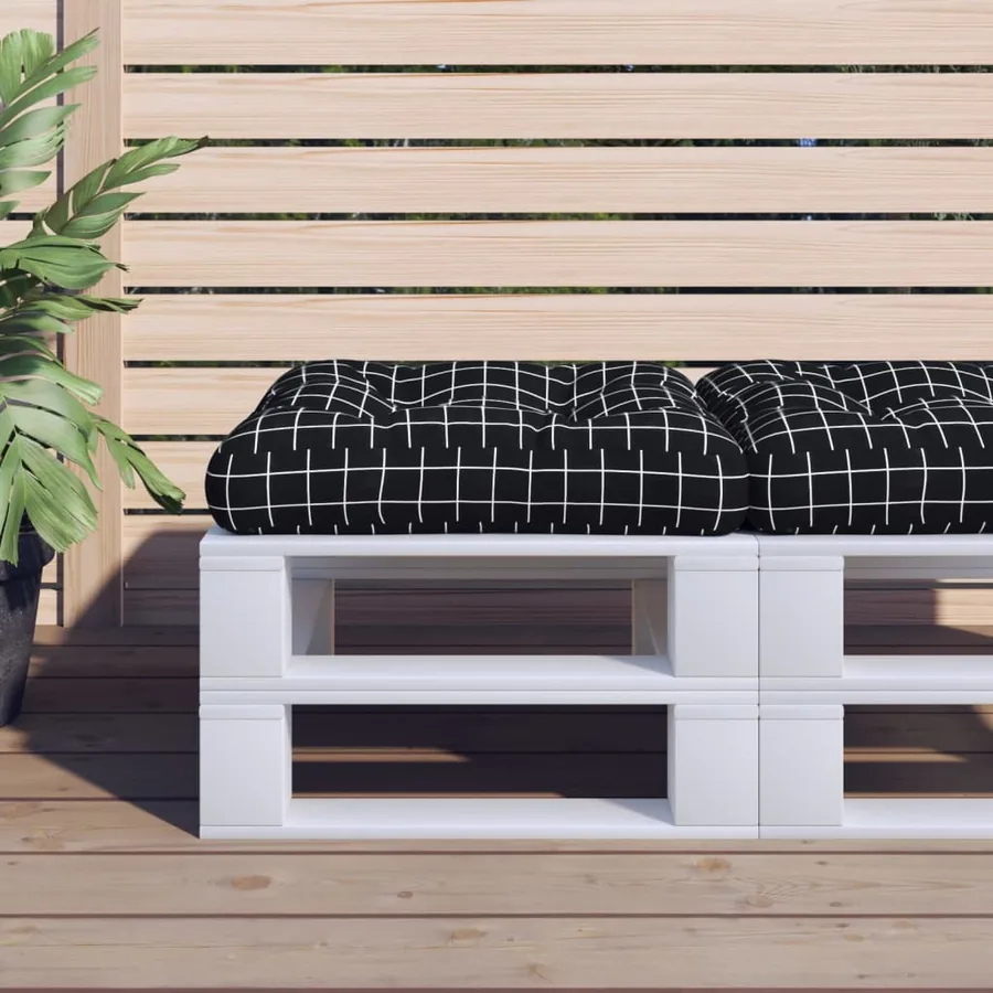 Coussin de palette motif à carreaux noir 58x58x10 cm