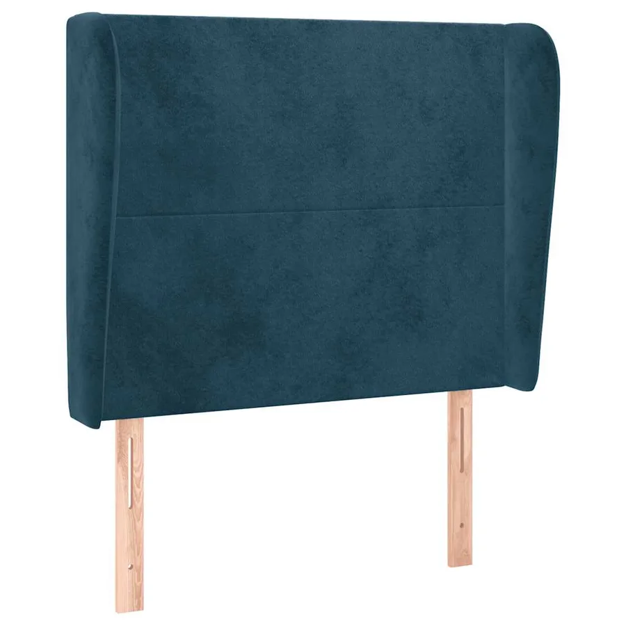 Tête de lit avec oreilles Bleu foncé 103x23x118/128 cm Velours - 2