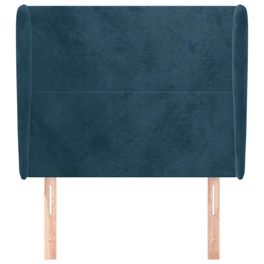 Tête de lit avec oreilles Bleu foncé 103x23x118/128 cm Velours - 3