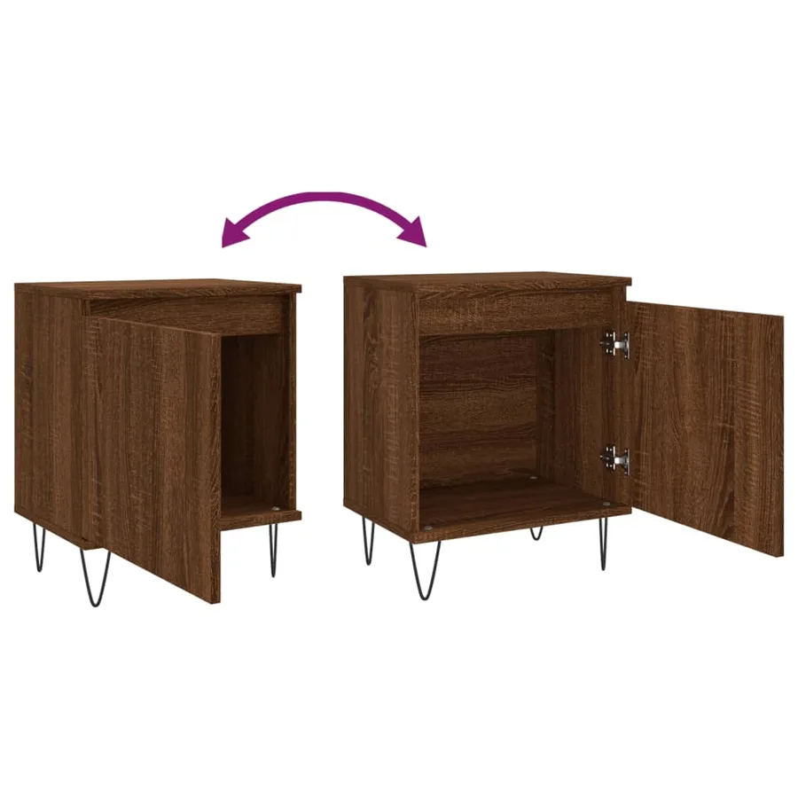 Table de chevet chêne marron 40x30x50 cm bois d'ingénierie - 8
