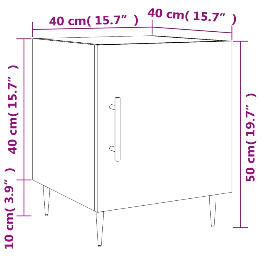 Tables de chevet 2 pcs gris béton 40x40x50 cm bois d’ingénierie - 14