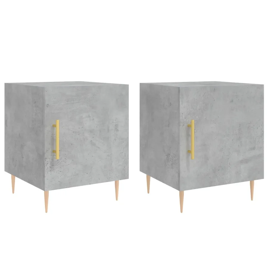 Tables de chevet 2 pcs gris béton 40x40x50 cm bois d’ingénierie - 2