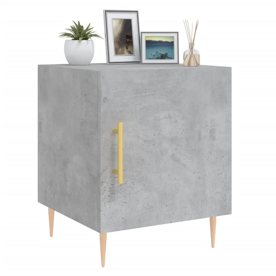 Tables de chevet 2 pcs gris béton 40x40x50 cm bois d’ingénierie - 4