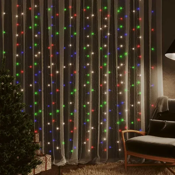 Rideaux lumineux à LED 3x3 m 300 LED Multicolore 8 fonctions