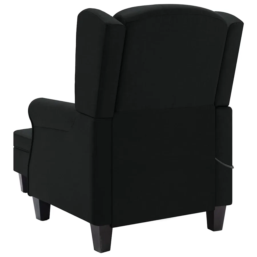 Fauteuil de massage avec repose-pied Noir Tissu - 5