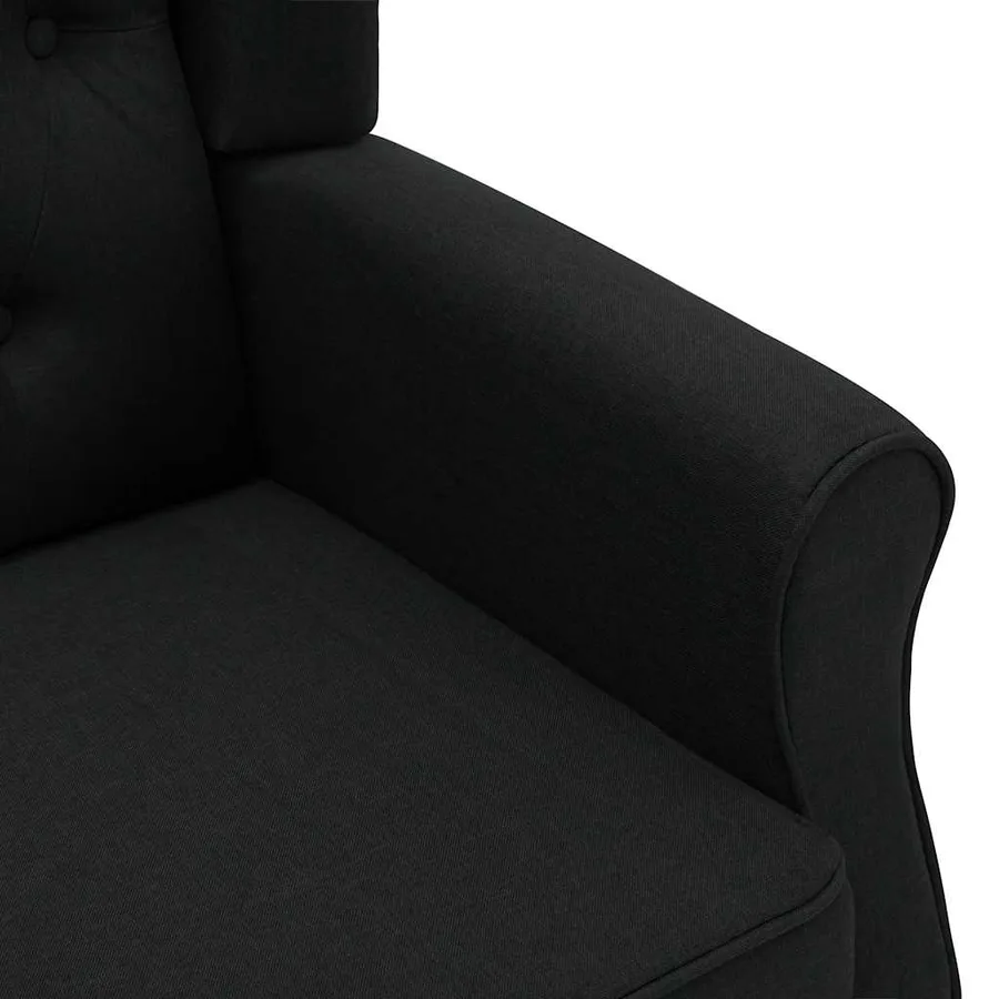 Fauteuil de massage avec repose-pied Noir Tissu - 6