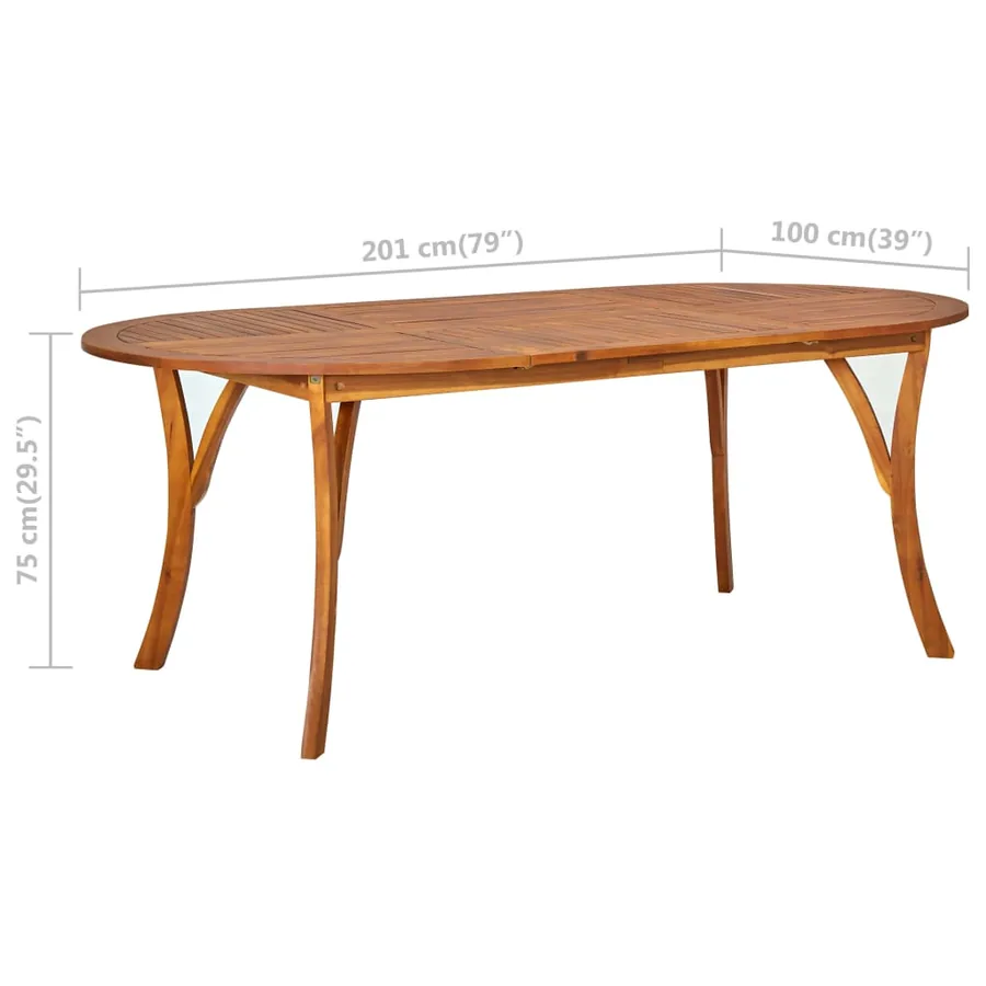 Table de jardin 201x100x75 cm Bois d'acacia massif - 6