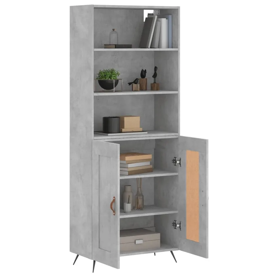 Buffet haut Gris béton 69,5x34x180 cm Bois d'ingénierie - 11
