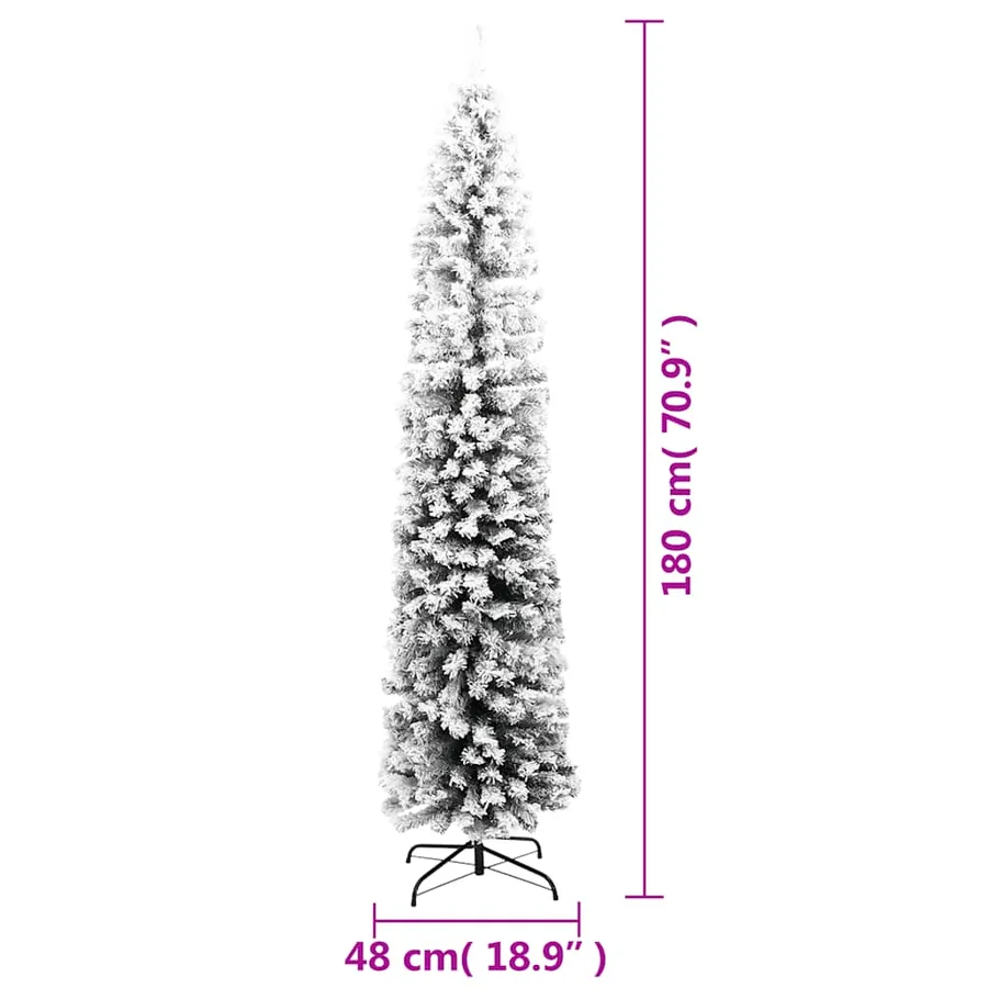 Sapin de Noël artificiel mince flocon de neige vert 180 cm PVC - 7
