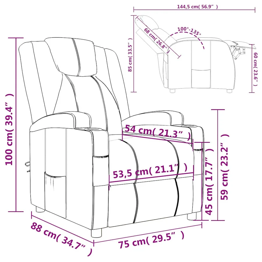 Fauteuil inclinable Gris Similicuir - 9