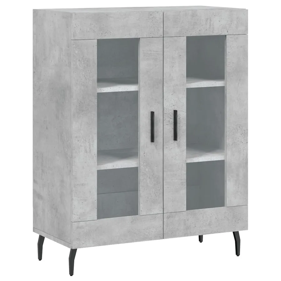 Buffet haut Gris béton 69,5x34x180 cm Bois d'ingénierie - 7