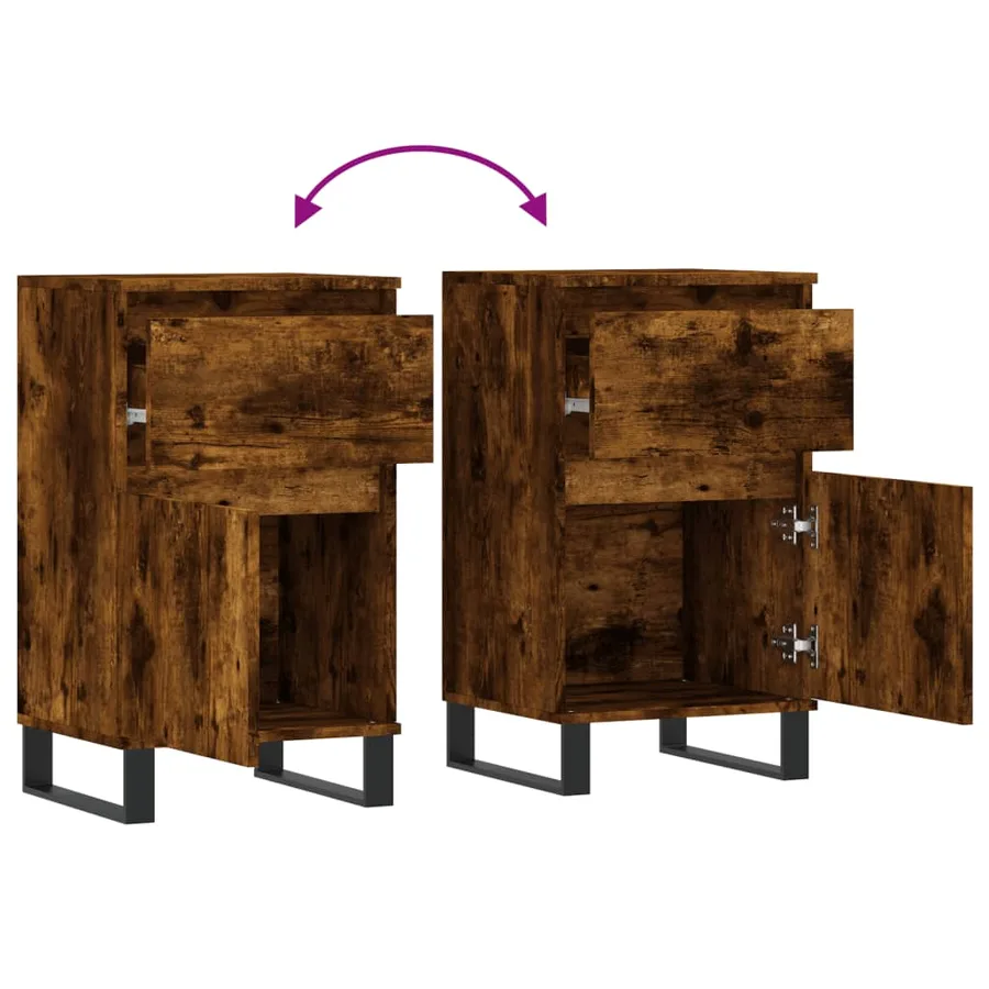 Buffet chêne fumé 40x35x70 cm bois d'ingénierie - 9