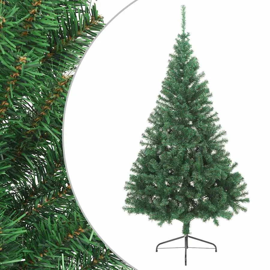 Sapin de Noël artificiel moitié avec support vert 240 cm PVC - 2