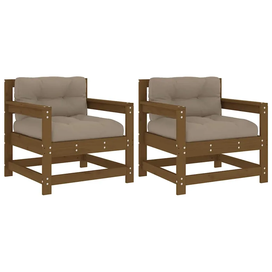 Chaises de jardin avec coussins lot de 2 marron miel - 2
