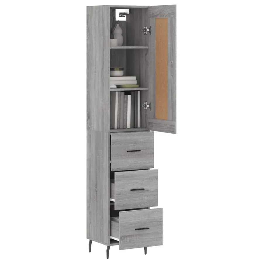 Buffet haut Sonoma gris 34,5x34x180 cm Bois d'ingénierie - 12