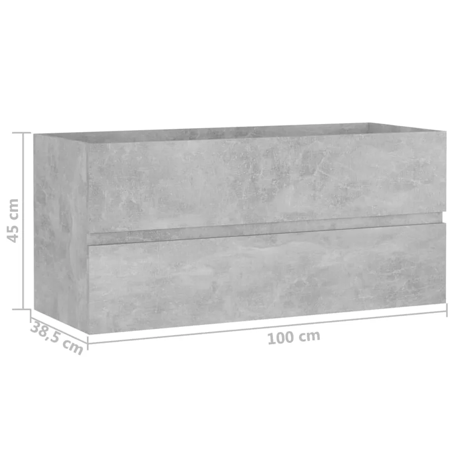 Armoire d'évier et lavabo intégré gris béton bois d'ingénierie - 15