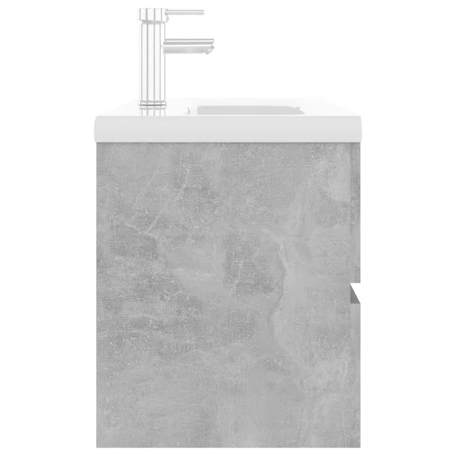 Armoire d'évier et lavabo intégré gris béton bois d'ingénierie - 5