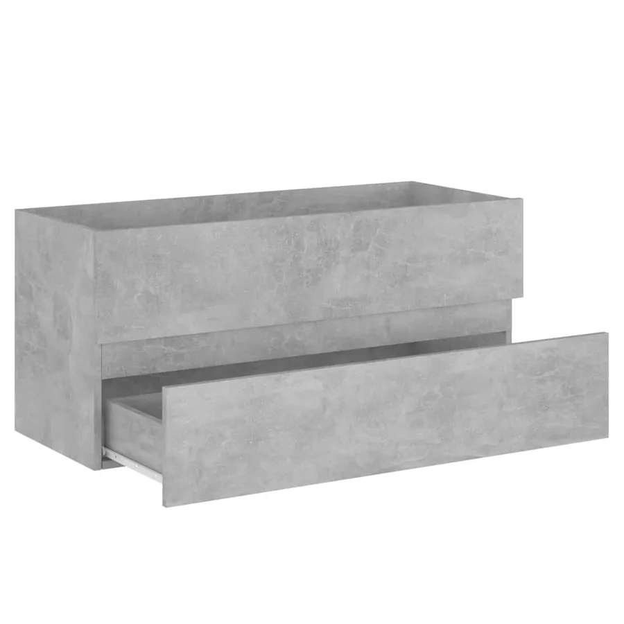 Armoire d'évier et lavabo intégré gris béton bois d'ingénierie - 7