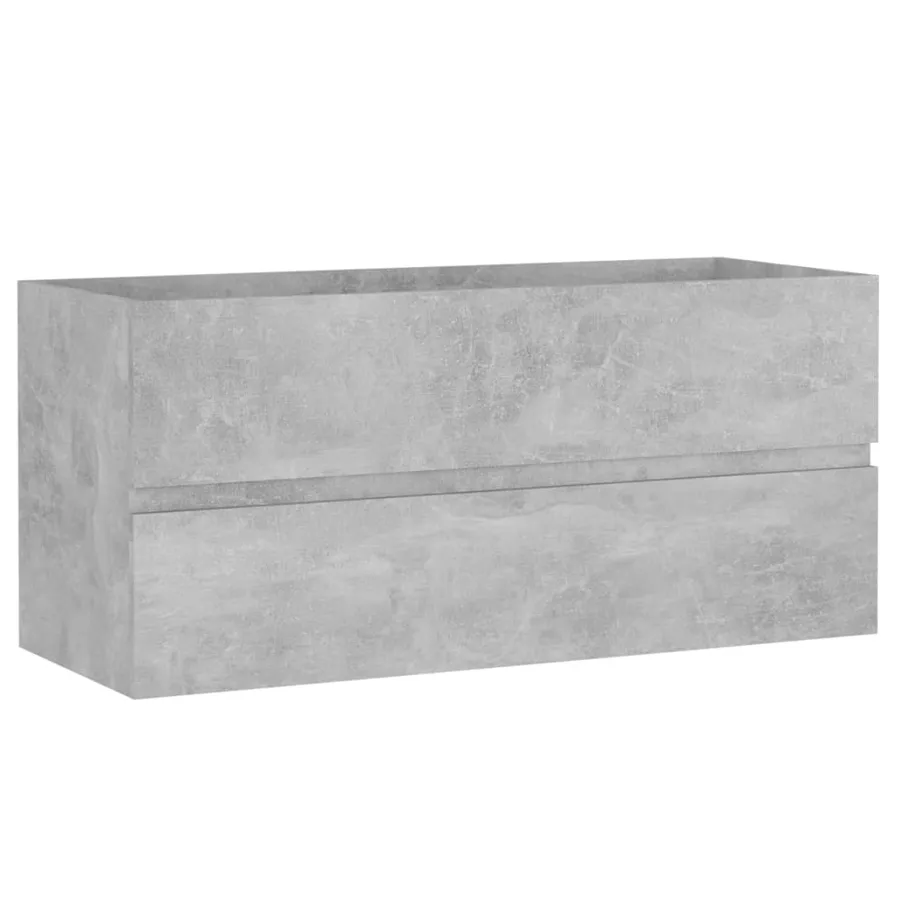 Armoire d'évier et lavabo intégré gris béton bois d'ingénierie - 8