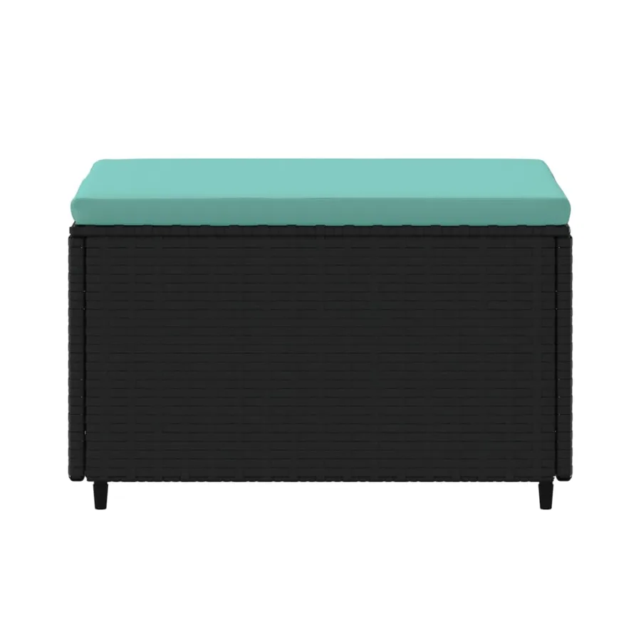 Repose-pied de jardin avec coussin noir résine tressée - 4