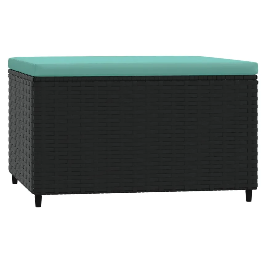 Repose-pied de jardin avec coussin noir résine tressée - 5