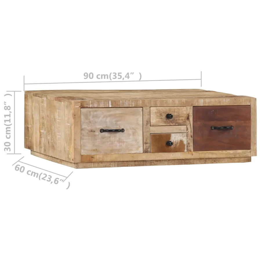 Table basse 90x60x30 cm Bois de manguier massif - 8